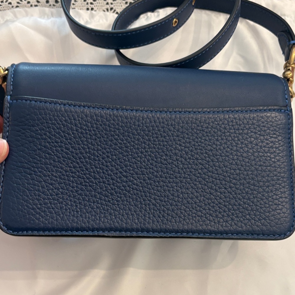 Coach Navy Leather Crossbody Bag with Gold Accents - Picture 4 of 9